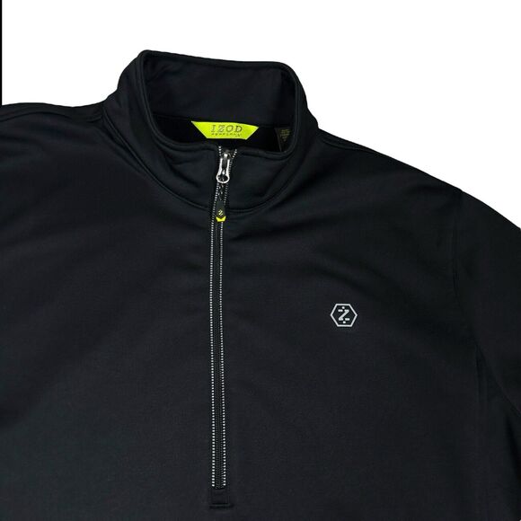 IZOD Sweatshirt Thick Mens Size XL Black Mock Neck Reflective Zip Pockets - Picture 6 of 7
